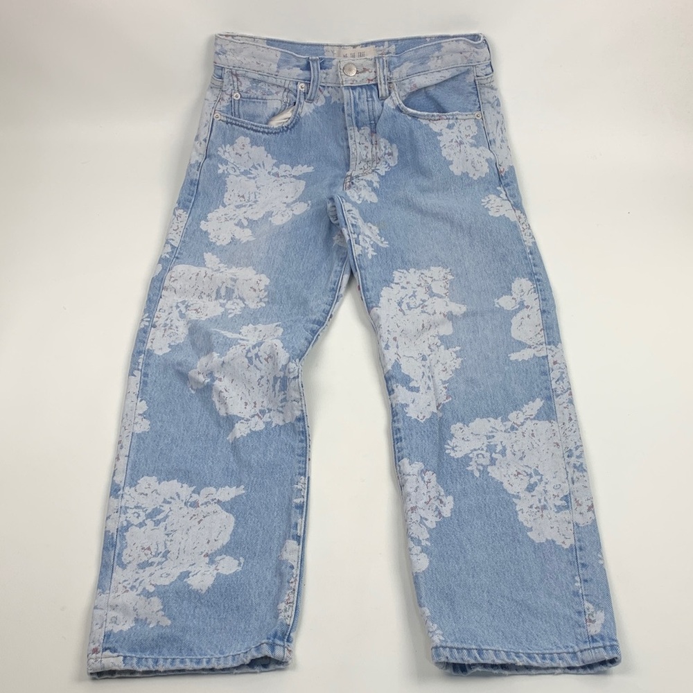 We The Free FP Blue Floral Jeans Size 26 Cotton Straight Leg light Wash denim - Picture 2 of 16